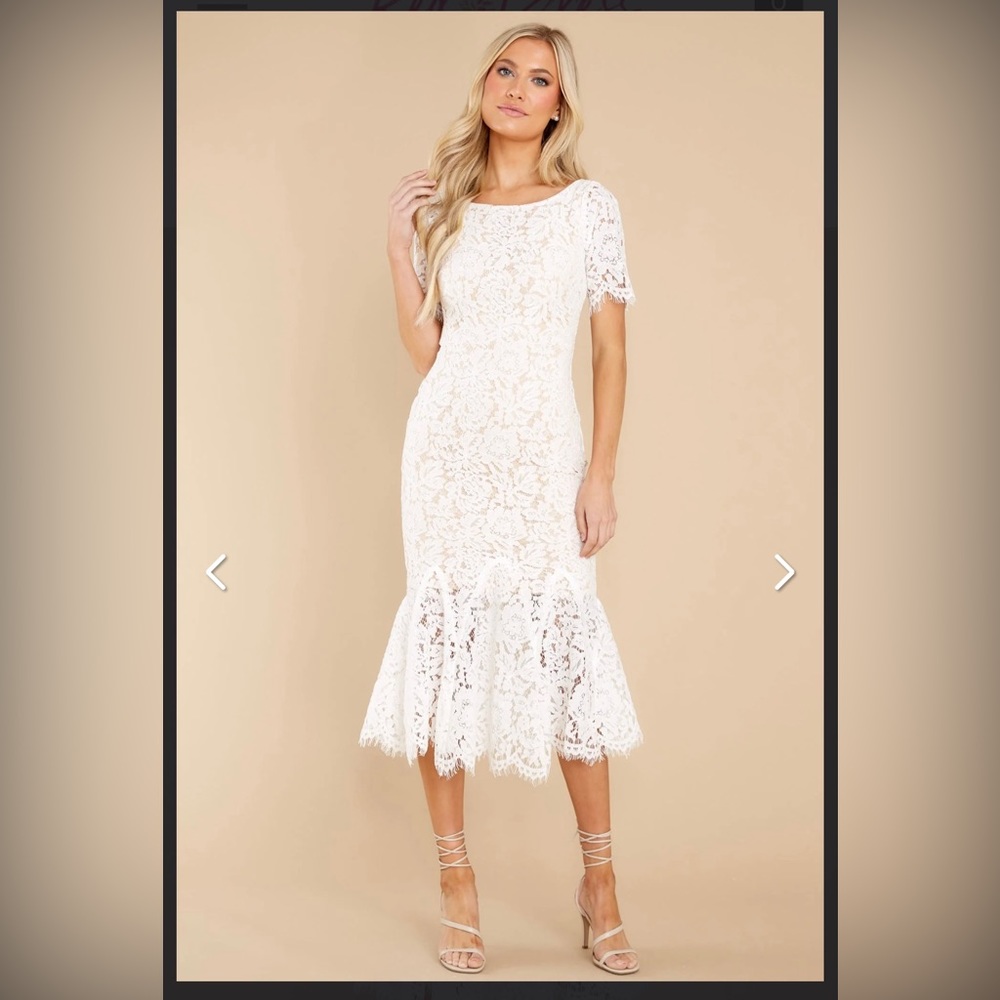 NWOT Red Dress Boutique | Just Me Can't Resist White Lace Midi Dress Size XS